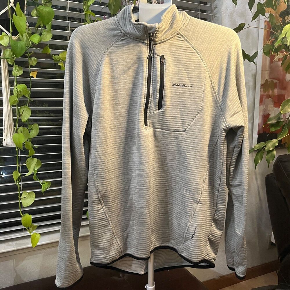 Eddie Bauer Freeheat Men's Fleece 1/4 Zip Pullover Size Large Gray